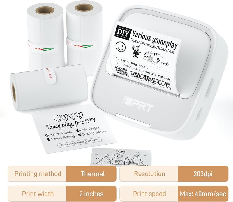 iDPRT S1 S2 M02 T02 Mini Thermal Sticker Paper - (57x29mm, 3.5m/Roll) for Most Instant Cameras and Label Printer - Refill for Kids' Pocket Printer, Mini Photo Printer Labels, For Photos, To-do Lists - Image 3